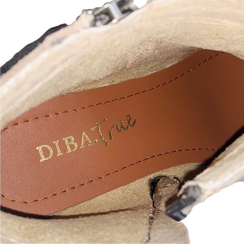 Diba True Tan Suede Leather Star Line Ankle Bootie Double Side Zippers Size 8.5 - Picture 10 of 16